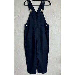 S Linen Bib Overalls Navy Blue NEW WeWoreWhat Revolve Gold‎ Relaxed Lightweight